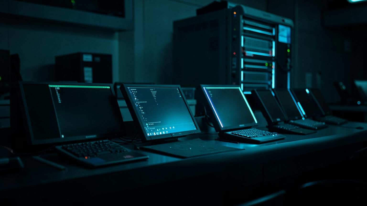 Citrix Hypervisor virtual desktop lab with thin client terminals and a host server