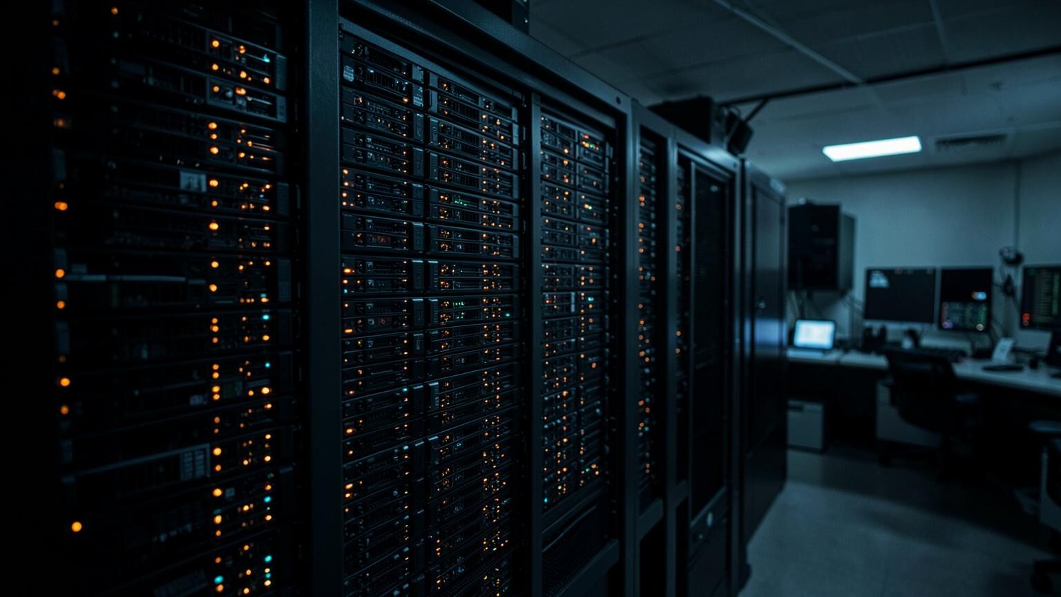 cPanel shared web hosting rack with dense 1U nodes in a hosting control room