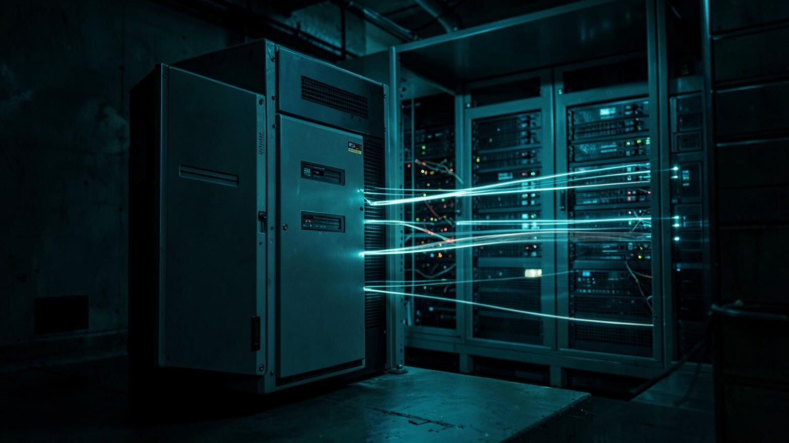 Email security gateway appliance filtering inbound message traffic in front of a mail server cabinet