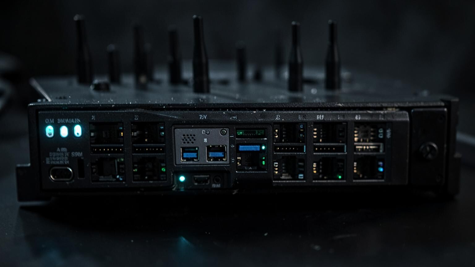 GoIP multi-SIM GSM to VoIP gateway with antenna array and network ports