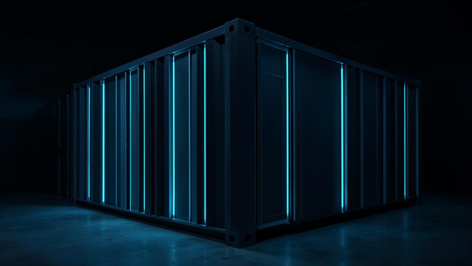 Google Cloud style containerised data centre pod with cold aisle containment