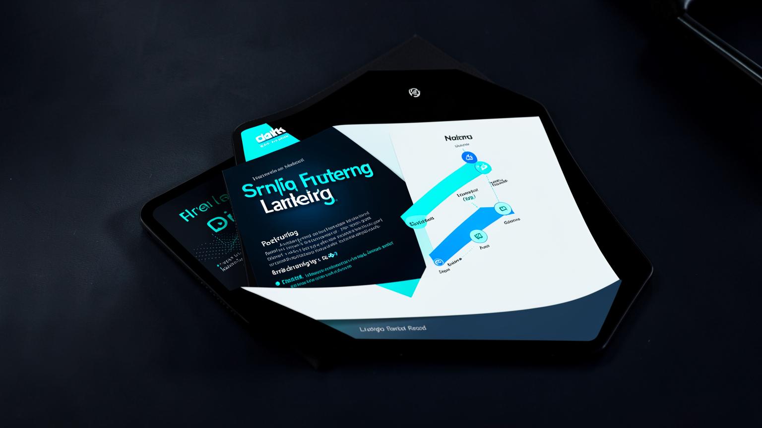 Campaign landing page on a tablet beside a conversion funnel chart
