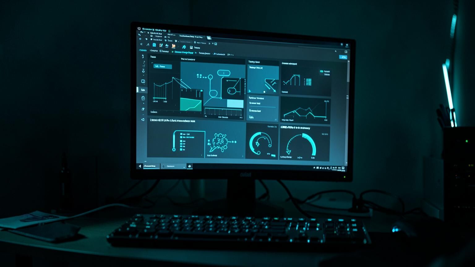 Plesk hosting control panel dashboard with server resource meters on a monitor