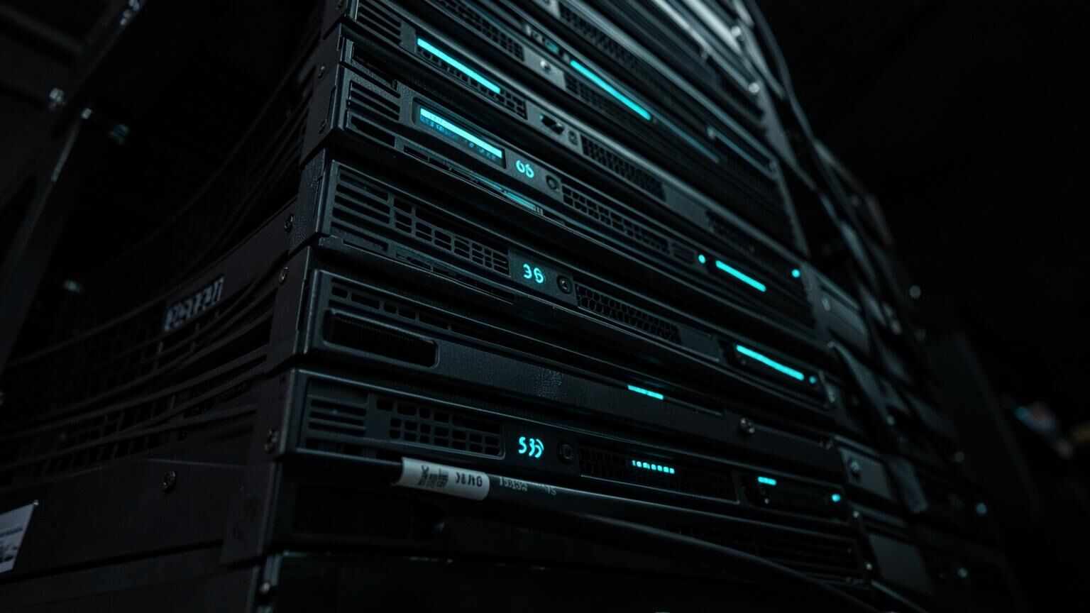 Plivo style voice API edge servers stacked with illuminated status bars