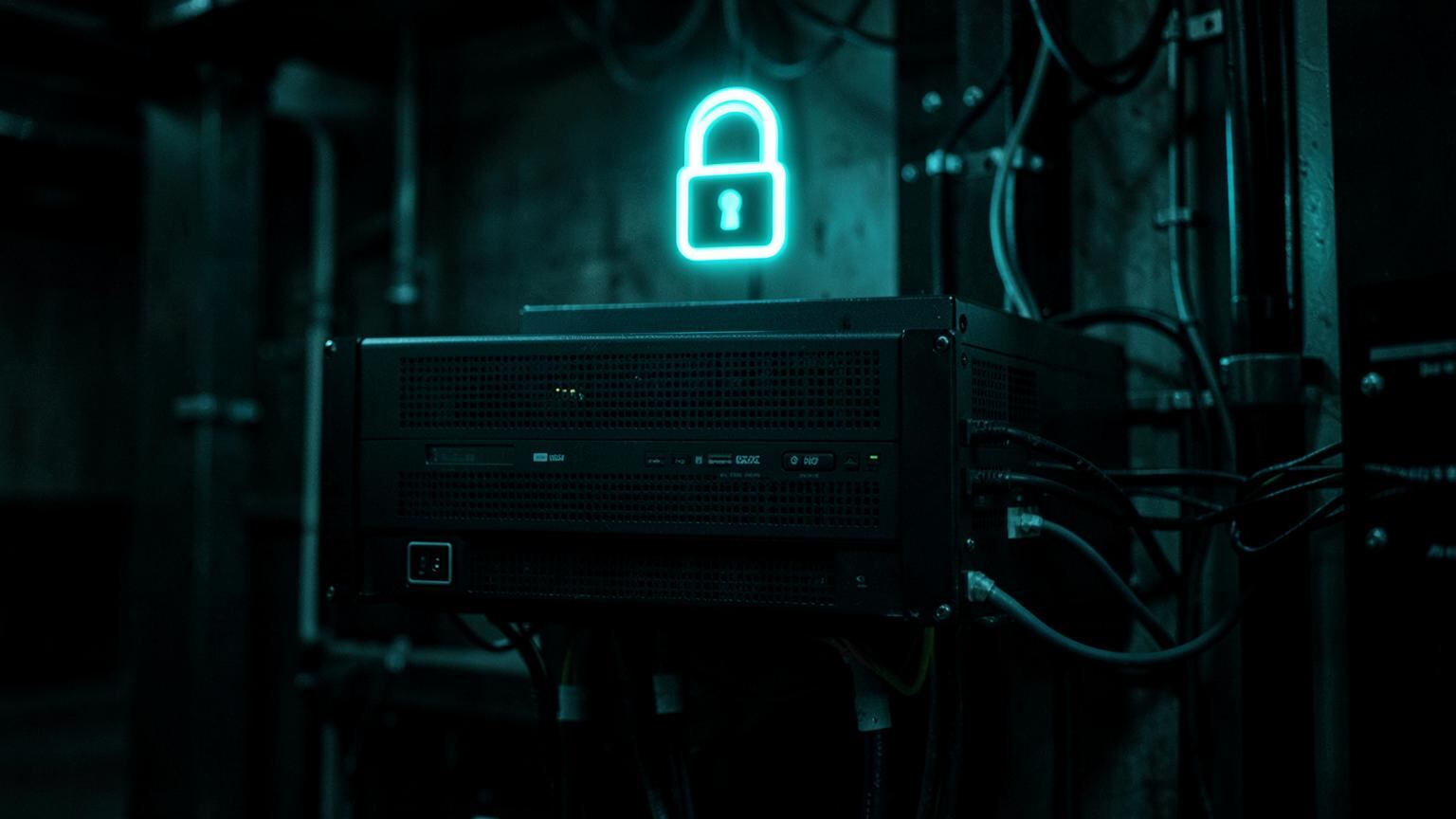 Rack-mounted load balancer terminating HTTPS traffic with a glowing padlock representing a valid SSL certificate