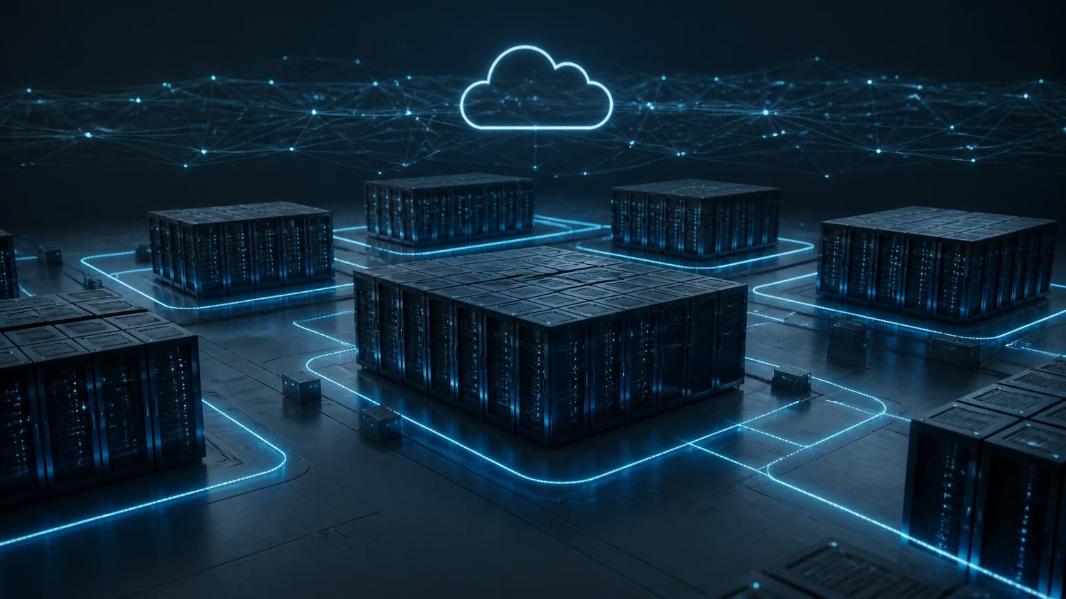 Segmented cloud and VPS compute infrastructure connected by secure network paths