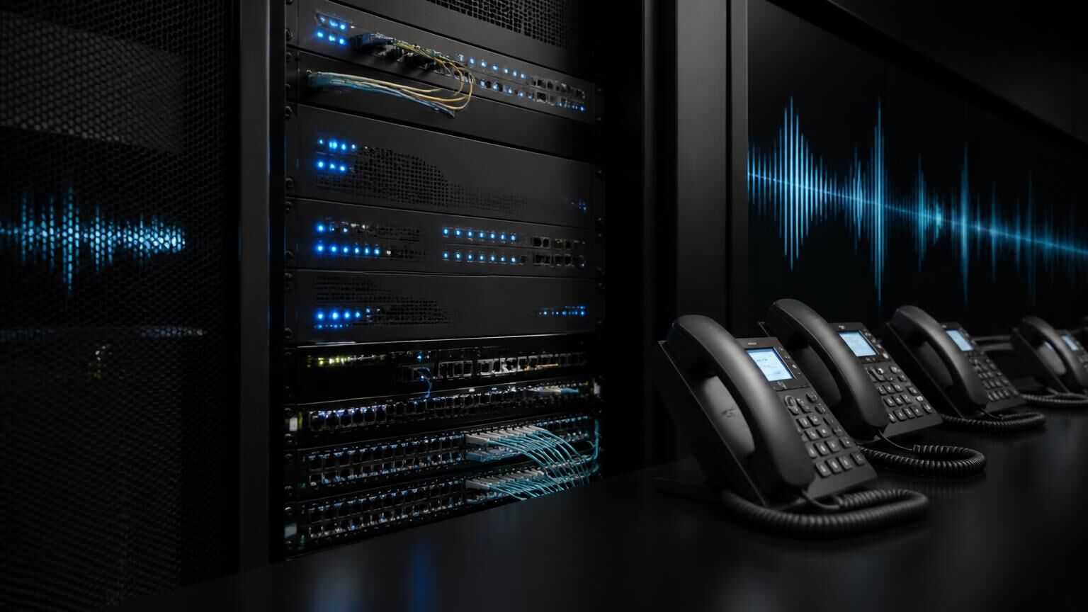 Enterprise VoIP server rack and IP telephone infrastructure deployed by Techno Trader PK